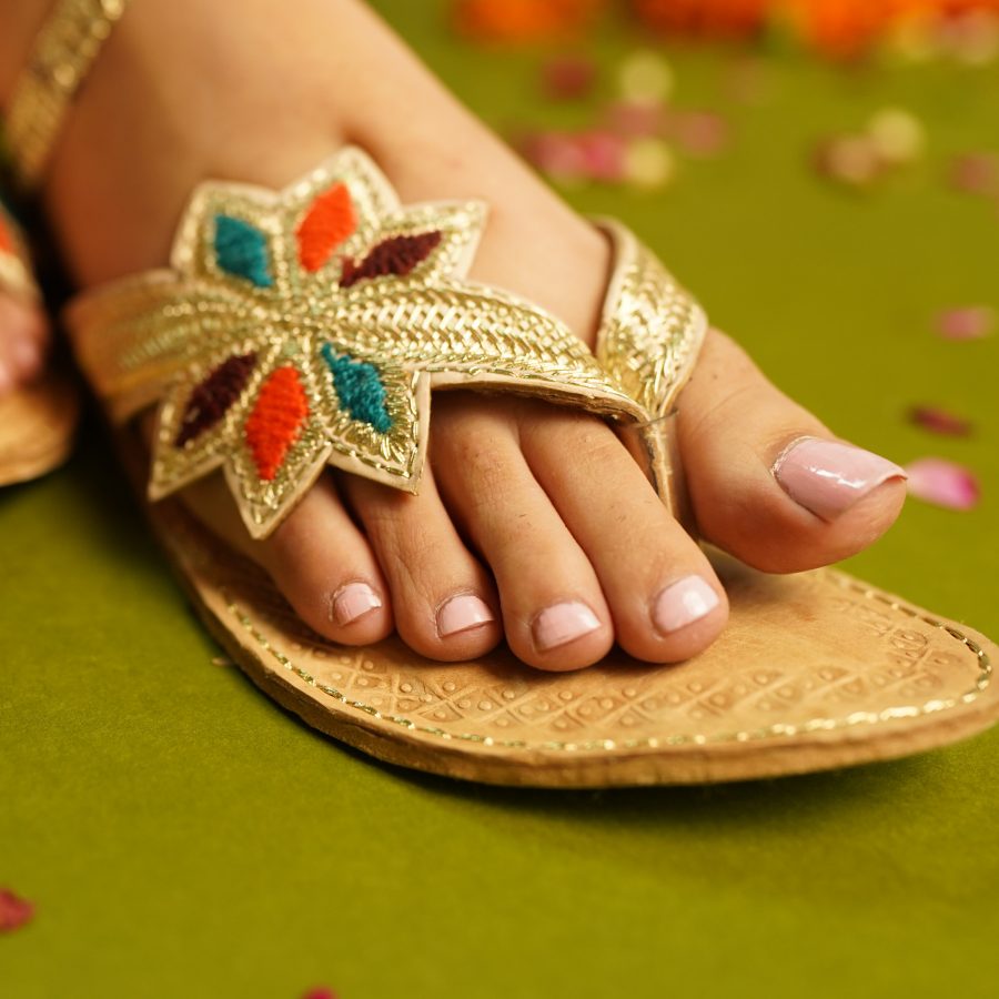 Floral Gold Tilla Chappal WN-181 - Image 3